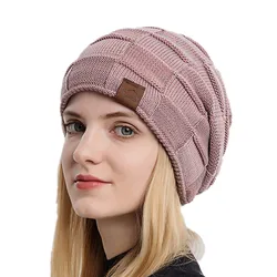 Fashion Winter Hat For Women Men Knitted Beanie Hats Female Male Solid Color Skullies Bonnet Casual Soft Cap with Fur Bobble Hat