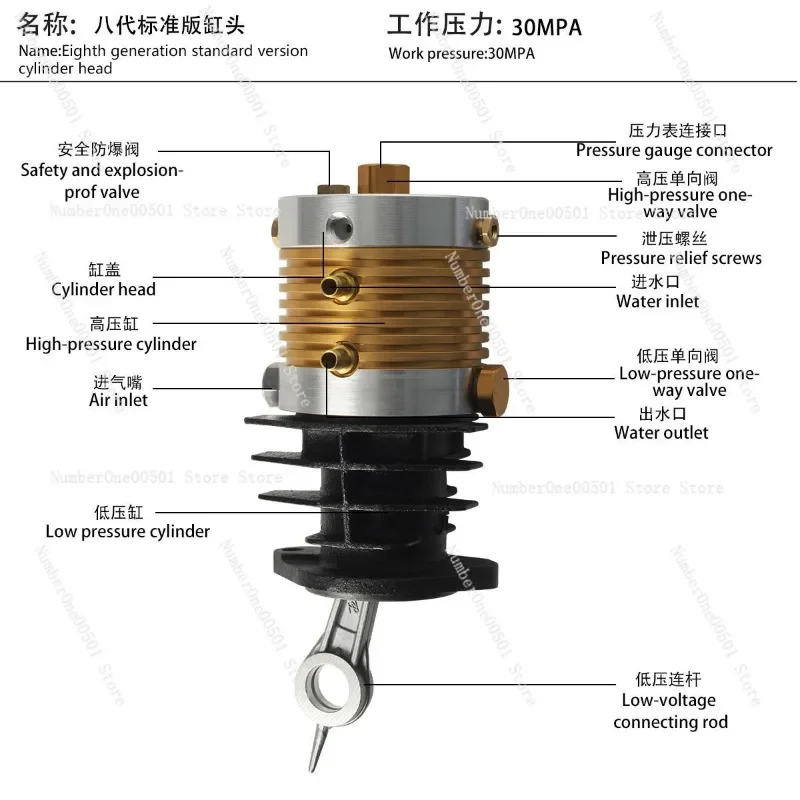 30MPa Single Cylinder Pump Head 4500psi Pneumatic Piston Replacement Part