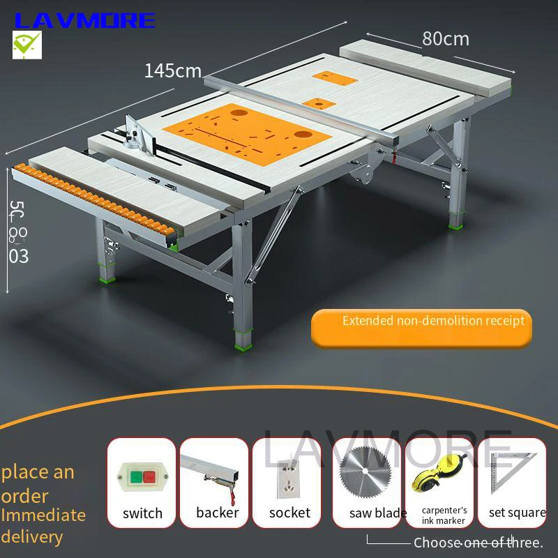 145cm Lengthen Portable multifunction woodworking electric table saw small saw table decoration DIY folding table wood push wood