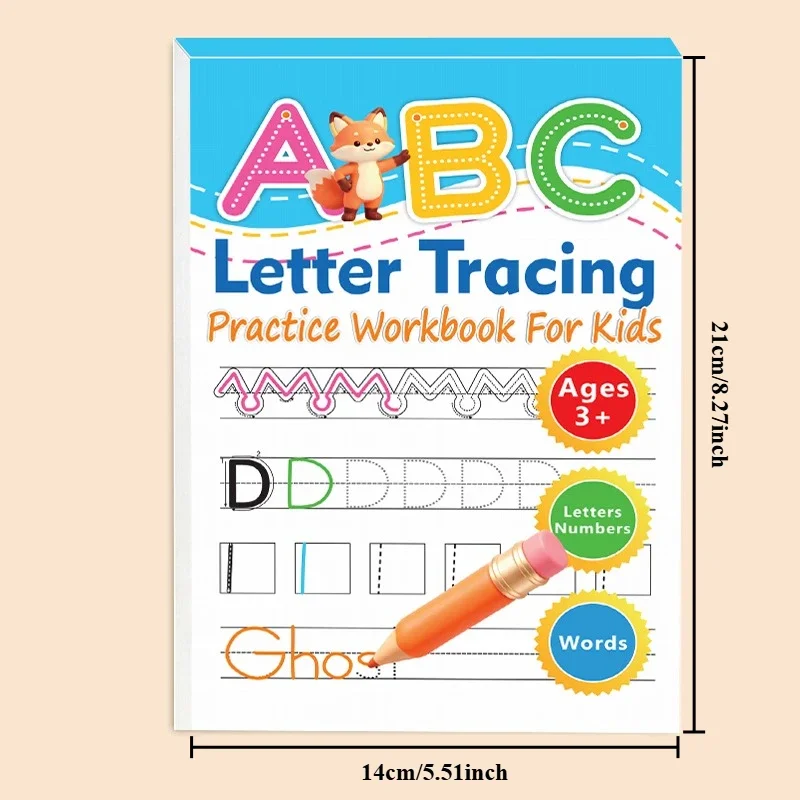 60 Pages Letter Tracing Practice Workbook for Kids, Alphabet Number & Word Writing Exercise Book, Pen Control Tracing Copybook