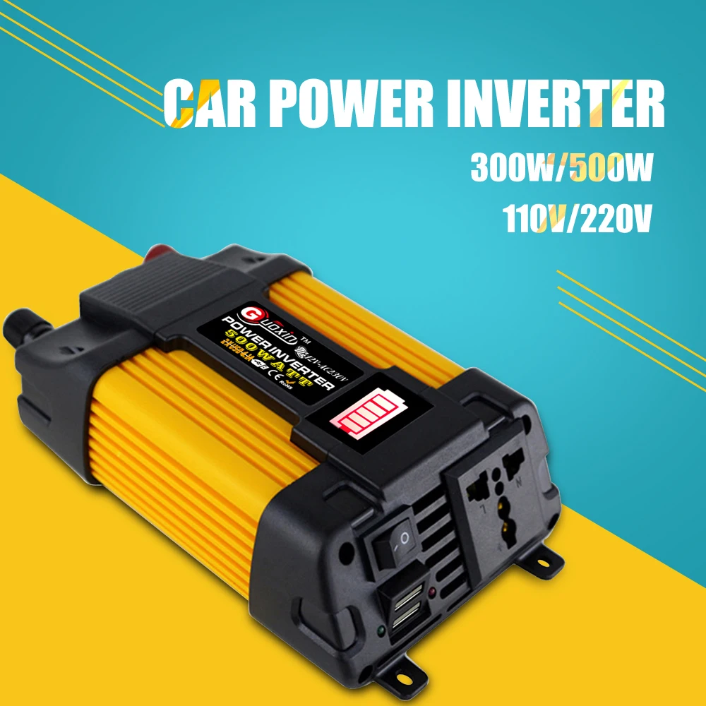 

300W/500W Car Power Inverter DC 12V To AC 110/220V LED Display Sine Wave Power Converter Dual USB Interface Voltage Transformer