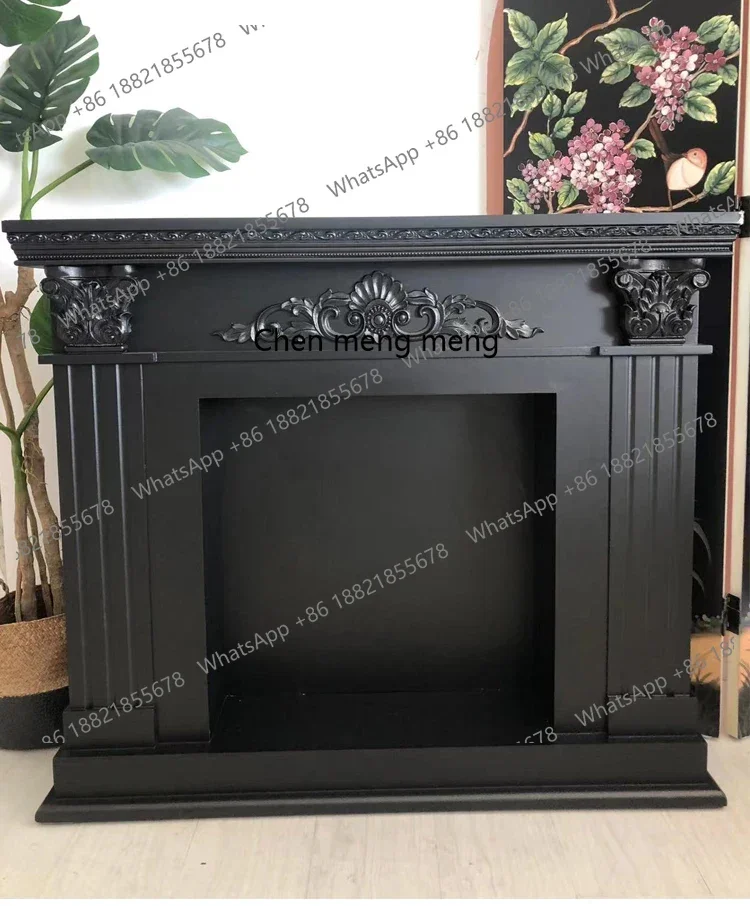 

Western-style carved solid wood European American French fireplace decoration cabinet retro old decoration cabinet