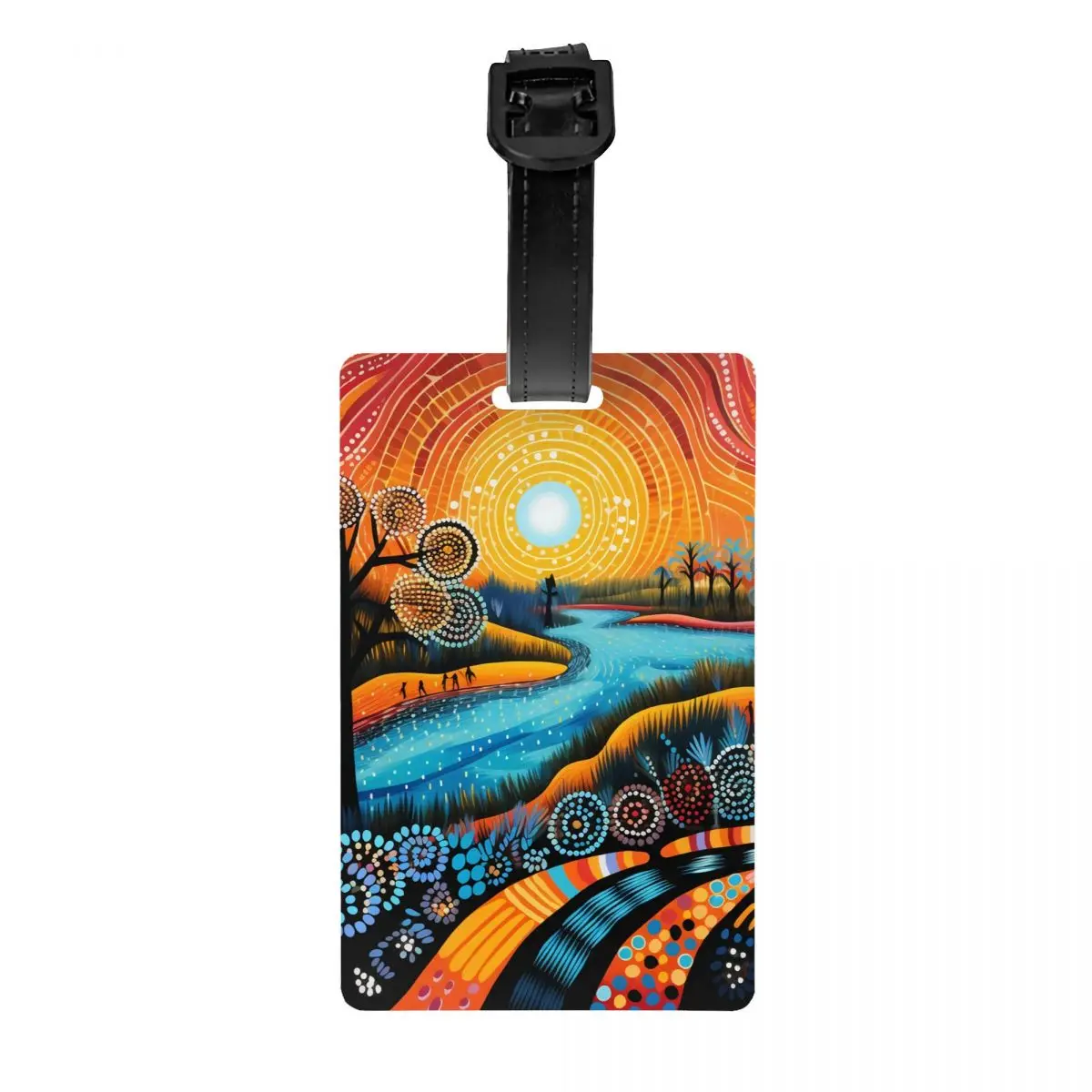 Custom Australian Aboriginal Dot Art Luggage Tag for Travel Suitcase Privacy Cover ID Label