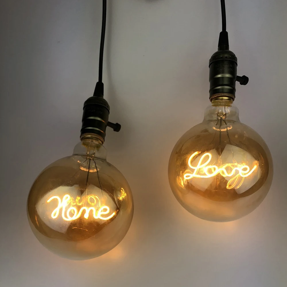 Filament LOVE G125 Retro incandescent edison bulb led decoracion vintage glass light bulb industrial edison lava decor 220V