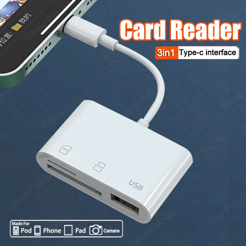 

3 in 1 Multi Port Hub Converter USB Type C Card Reader USB TF SD Micro SD OTG Adapter For iPhone 15 Laptop Huawei Samsung