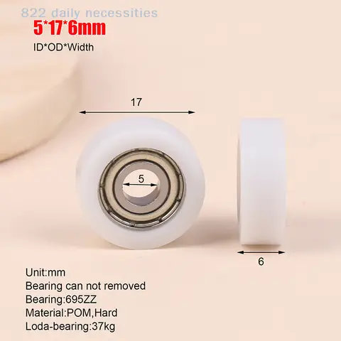 convenient5*17*6mm Nylon Plastic Roller Guide Wheel 695zz Bearing Wheel POM Drawer Window Door Pulley Roller