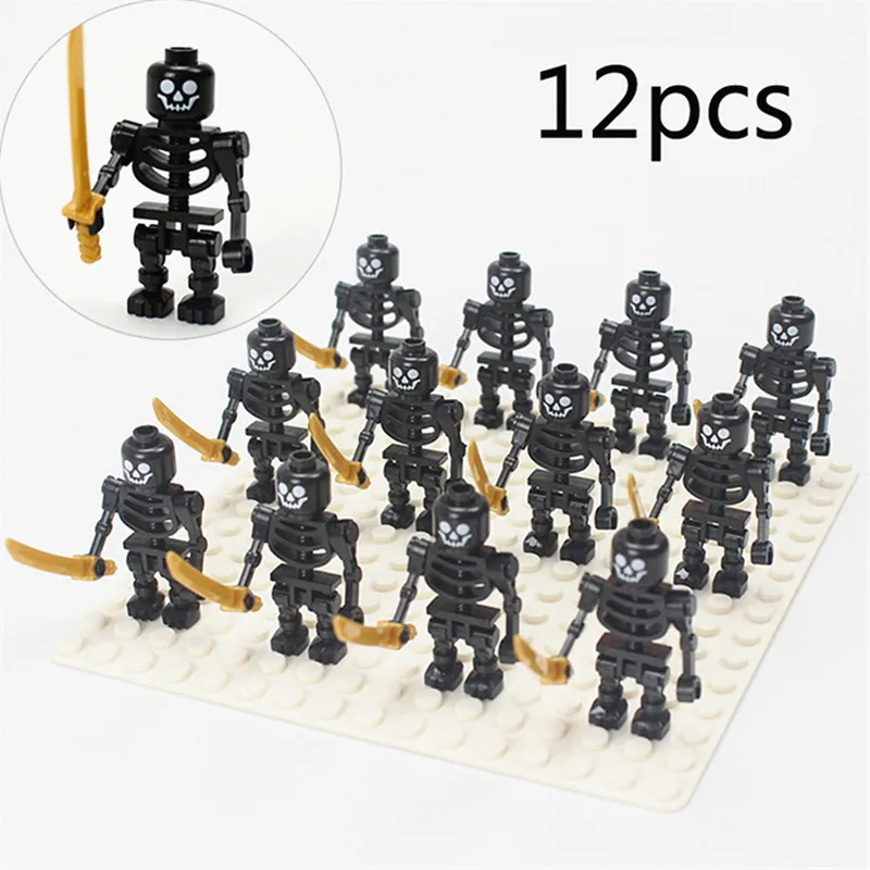 Medieval Castle Knight Soldier Warriors Skeletons Model Building Blocks Strong Orcs Figures Collection Toy for Children Gifts