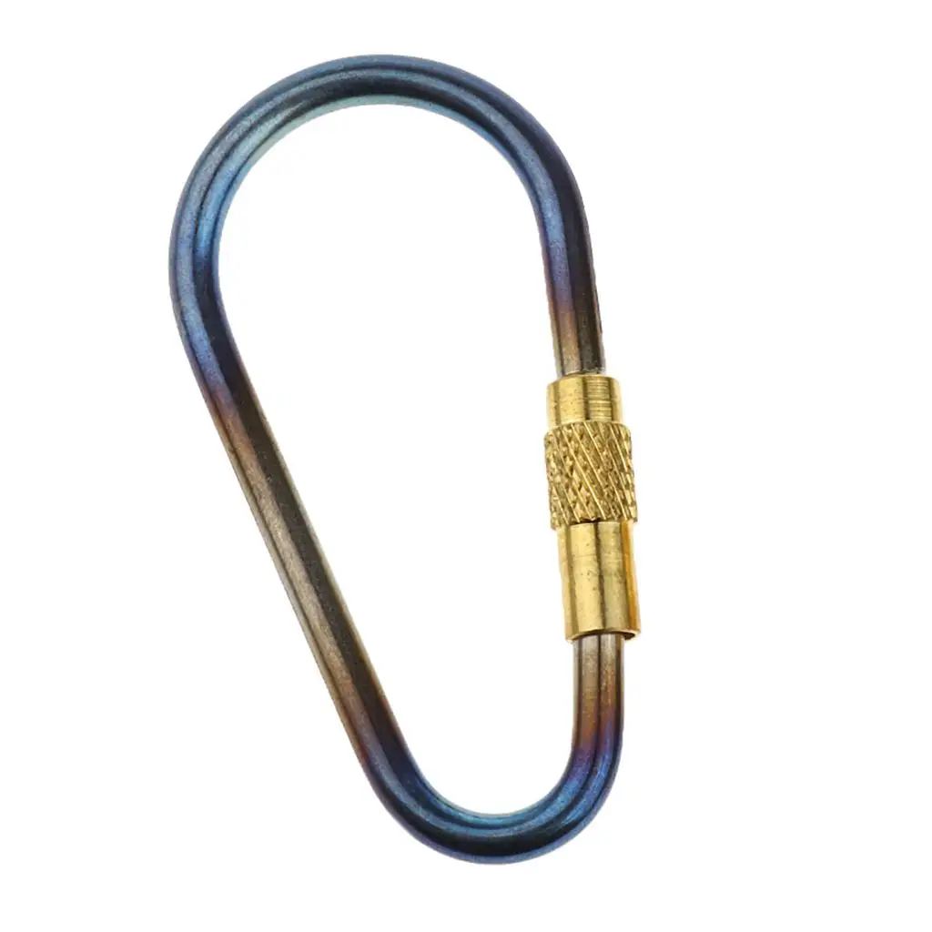 Mini Strong Durable Titanium Screw Locking Carabiner Clip Keychain Key Ring for Outdoor Camping