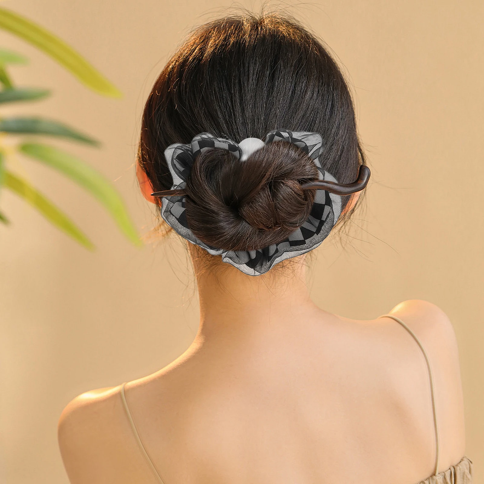 2 قطعة أسود أبيض متقلب اللؤلؤ شبكة العلاقات حبة لهجات Scrunchies للنساء الفتيات الشعر السميك المتضخم أصحاب ذيل حصان مطاطا