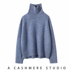 Hot Sale 2023 Autumn Winter 100% Cashmere Sweater Women's Turtleneck Soft Warm Pullover Female Loose Large Size Knitted Jumper