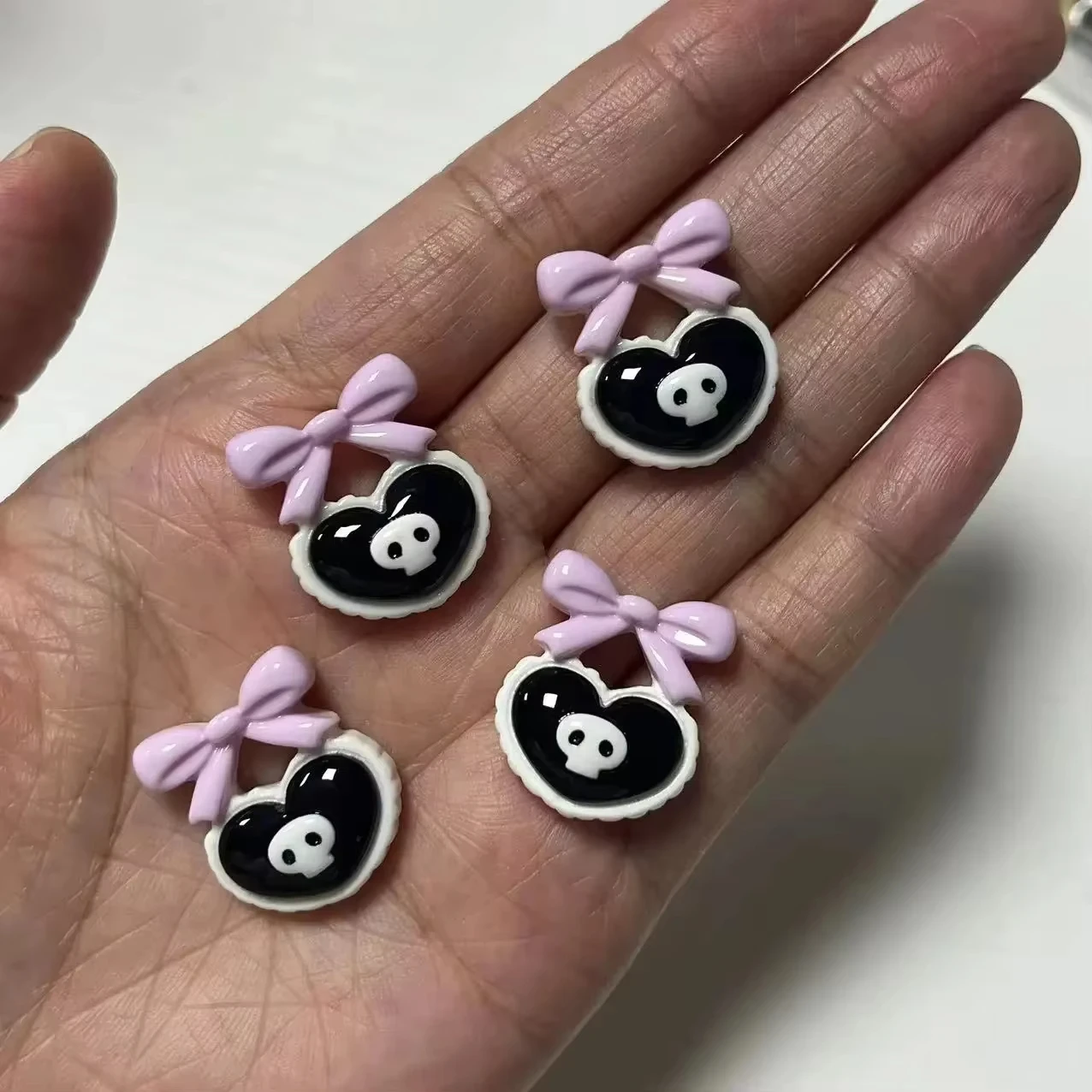 10pcs Macaron Color Skull Bow Skeleton Resin Handmade Water Cup Hair Wear Accessories Decorative Patch Diy Nail Art Decor Charms