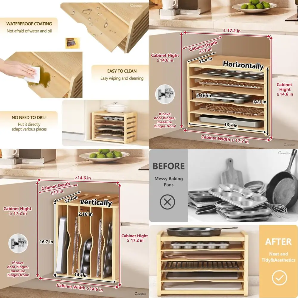 

6-уровневый органайзер для кухонного шкафа, место для хранения листов для печенья, подставка для противней, компактное решение