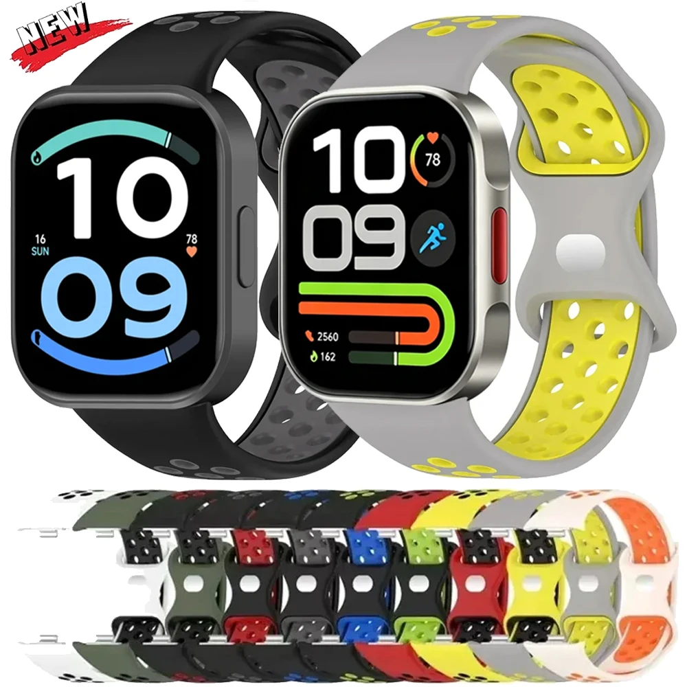Sports Breathable Silicone Strap For Redmi Watch 6 Active-Lite/6 5 4 Two-tone Replaceable Correa For Xiaomi Mi Band 10 9 8 Pro