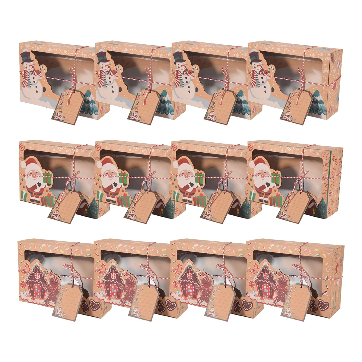 New Christmas Cookie Boxes with Window, Holiday Cookie Boxes for Gift Giving, Pastry, Candy, Party Favors, Christmas Boxes