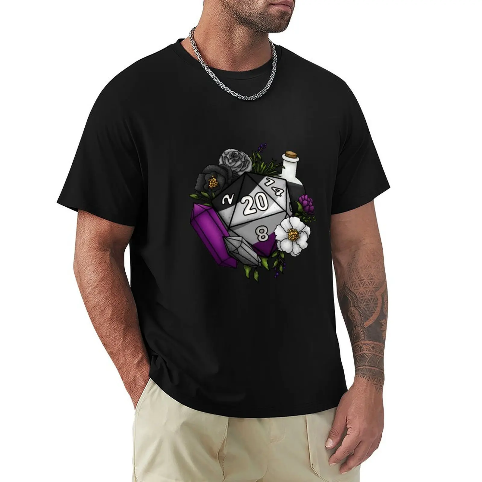 

Pride Asexual D20 Tabletop RPG Gaming Dice T-Shirt sublime customizeds heavyweights plain big and tall t shirts for men