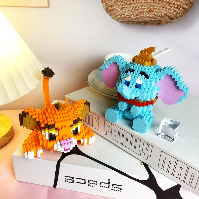 Blocs de Construction roi Lion Simba Disney Dumbo Bourriquet Timon Pumbaa, assemblage de Construction modèle 3D, Mini briques, jouets figurines