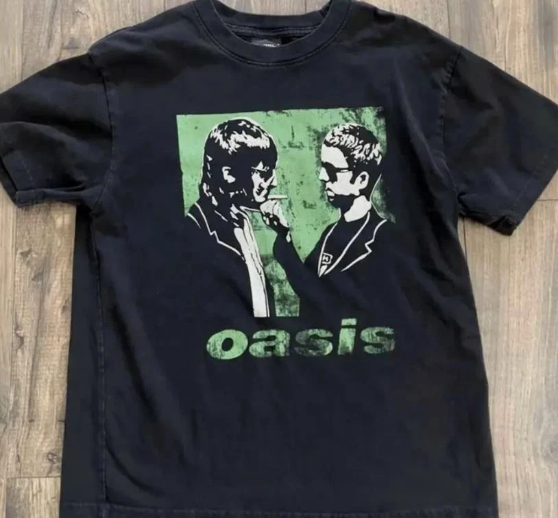 Camiseta Retro de la Banda Oasis para Hombre, Camiseta de Manga Corta de la Banda Oasis - Camiseta Estilo Hip-Hop Urbano, Regalo para Fans, Estampado, Casual