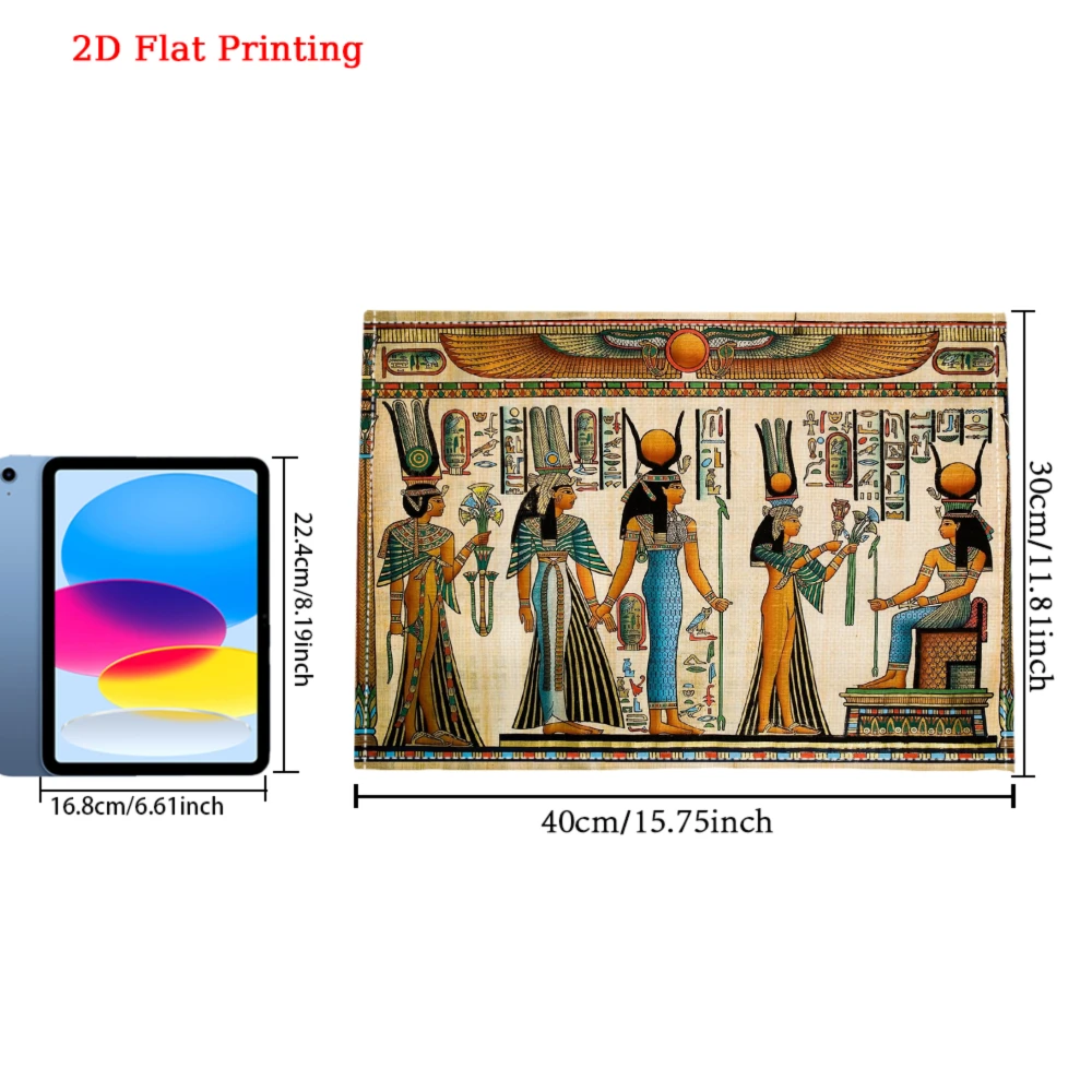 2Pcs Egyptian Style Placemat Multicolor Ancient Gods Hieroglyphs Table Mat Kitchen Dining Decor Heat Resistant Pad 30X40Cm view 6