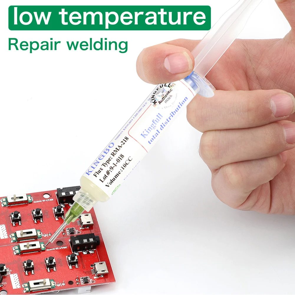 KINGBO RMA-218 NC-559-ASM BGA PCB No-Clean Solder Paste Welding Advanced Oil Rosin Flux Grease 10cc Soldering Assist Repair Tool