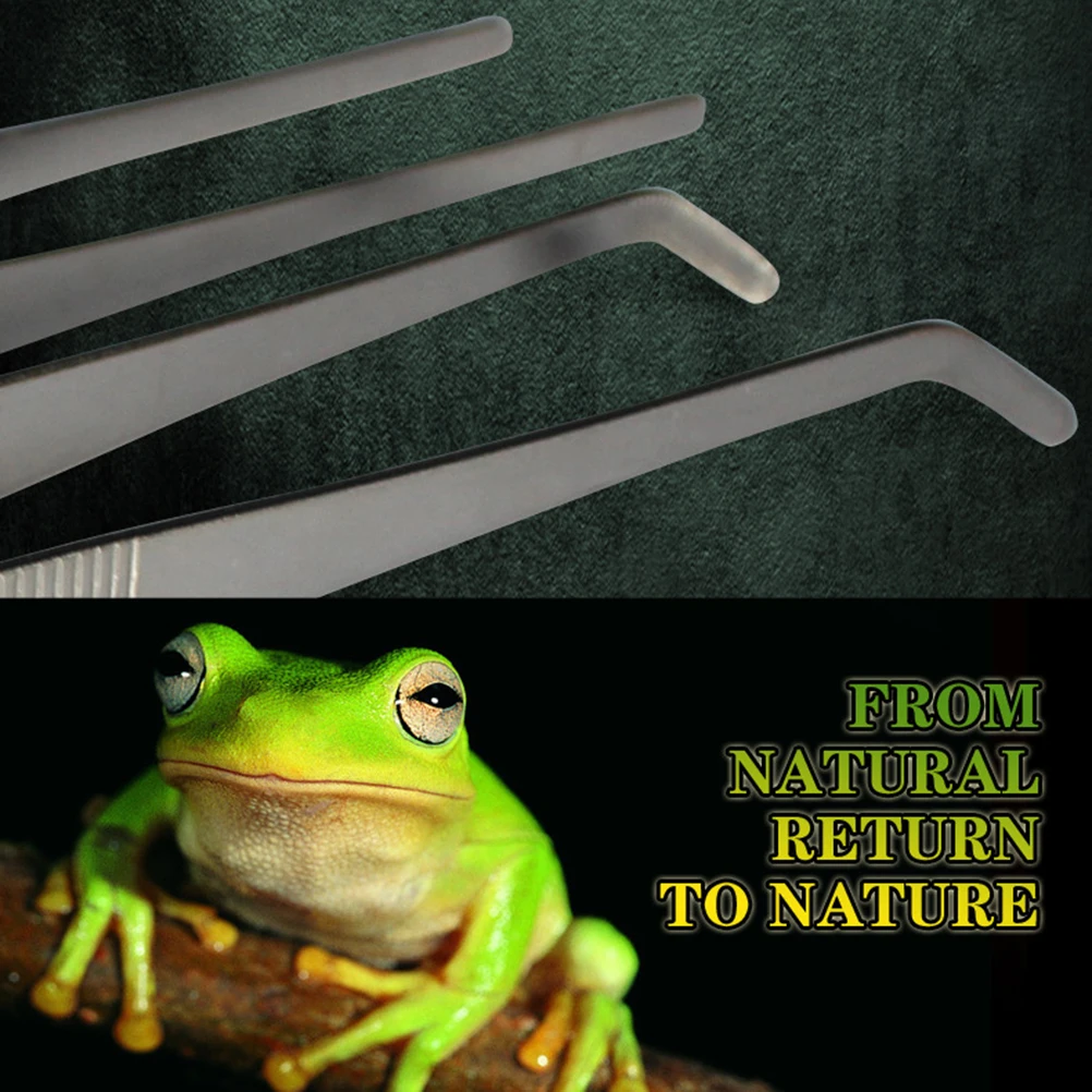 

2pcs Pet Feeding Tweezers Durable Stainless Steel Straight Curved Reptile Accessories Angled Tongs Live Canned Insects Toys