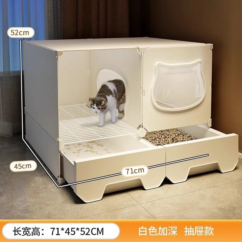 Extra Large Semi Enclosed Cat Litter Box Corridor Design Anti Splash Dust Proof Cat Toilet for Large Breed Cats