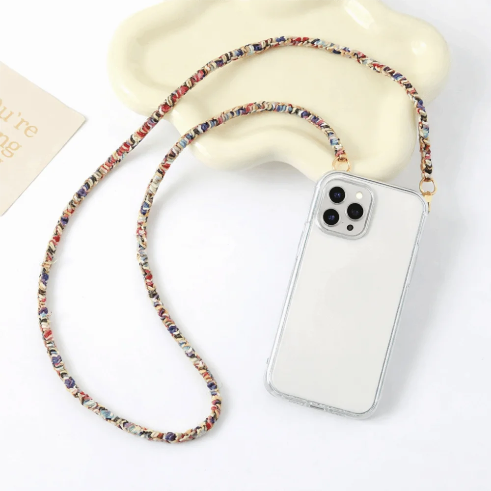 

Fashion 60cm Mobile Phone Case Chain Colourful Detachable Shoulder Strap Handmade Weaving Crossbody Bag Strap Bag Accessories