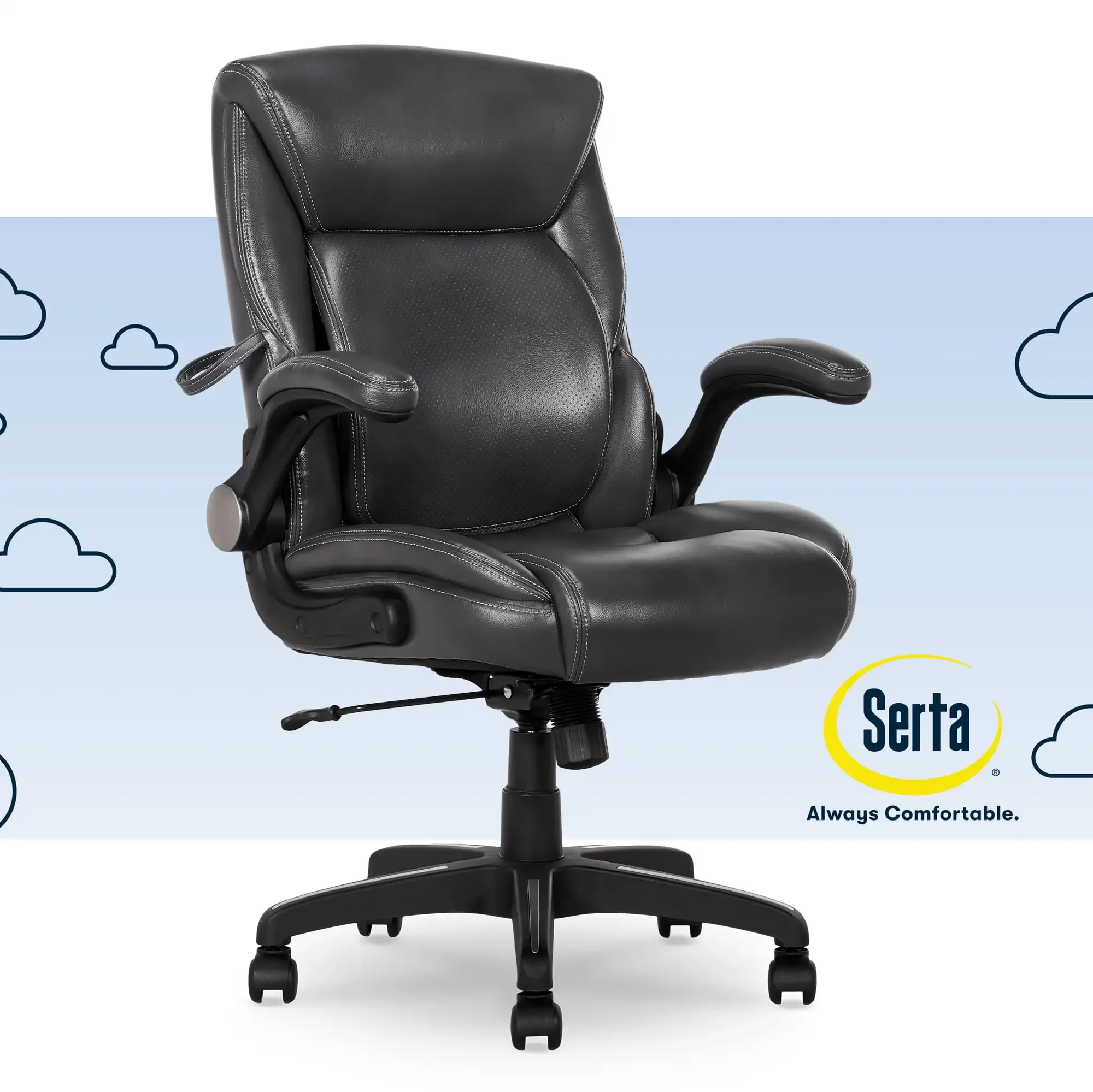 

Lumbar Bonded Leather Manager Office Chair, Gray Faux Leather