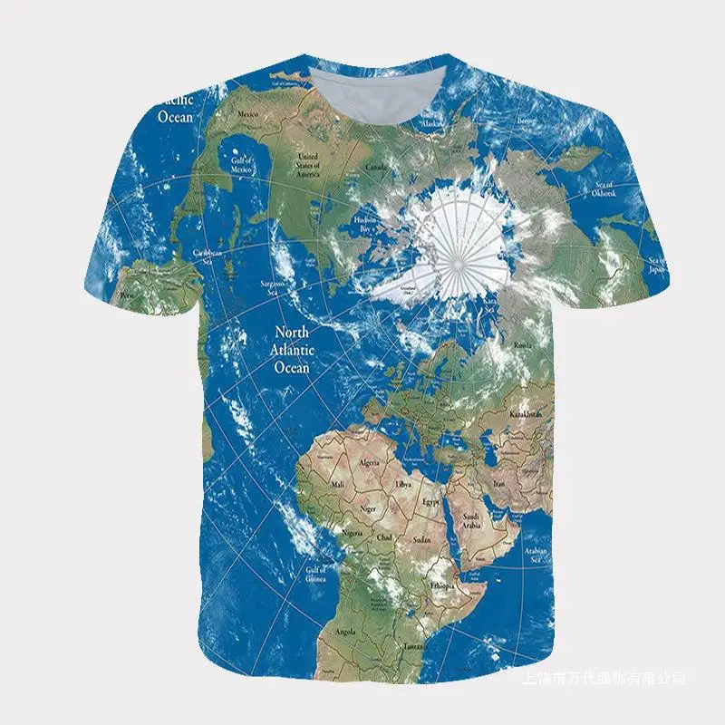 

Summer Map Series 3D Digital Printed Couple's Loose Casual Short Sleeved T-shirt
