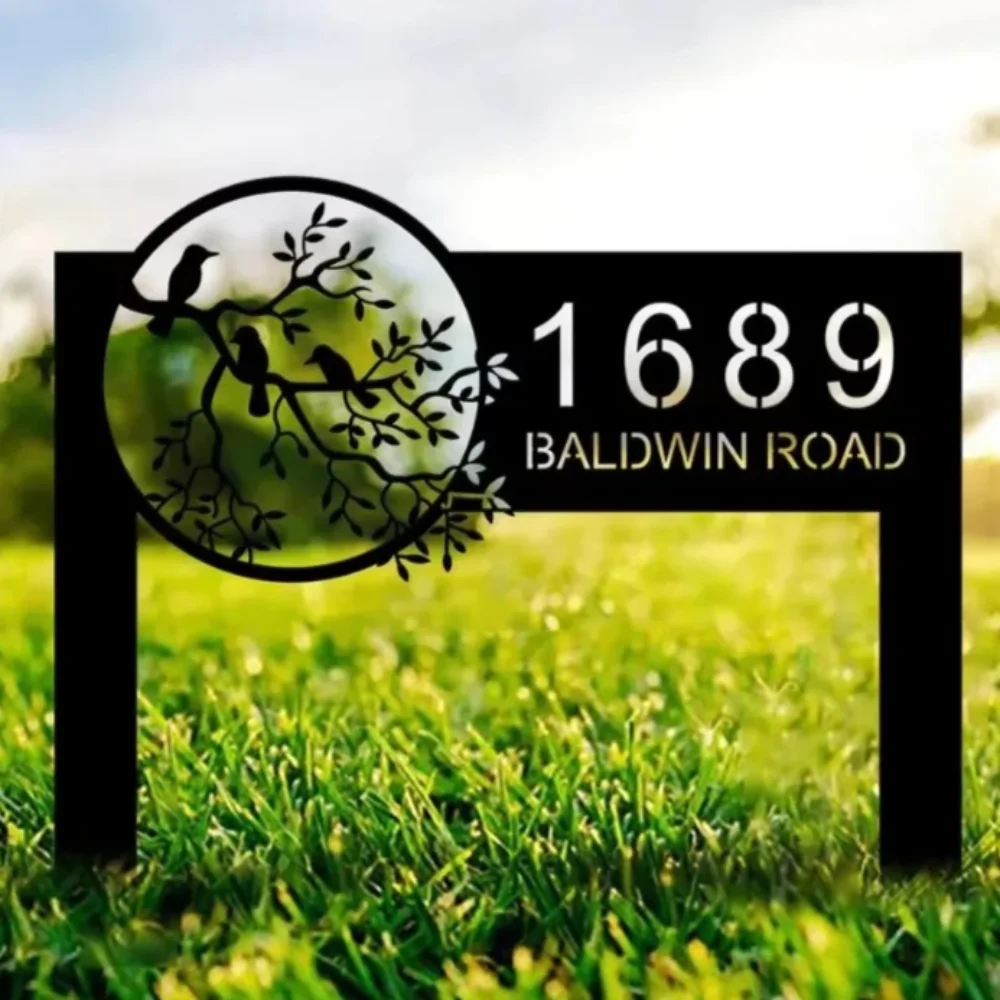 Custom Bird Metal Yard Art Yard Address Signs Expertly Constructed  Option for Outdoor Garden Metal Address Setup on Lawns