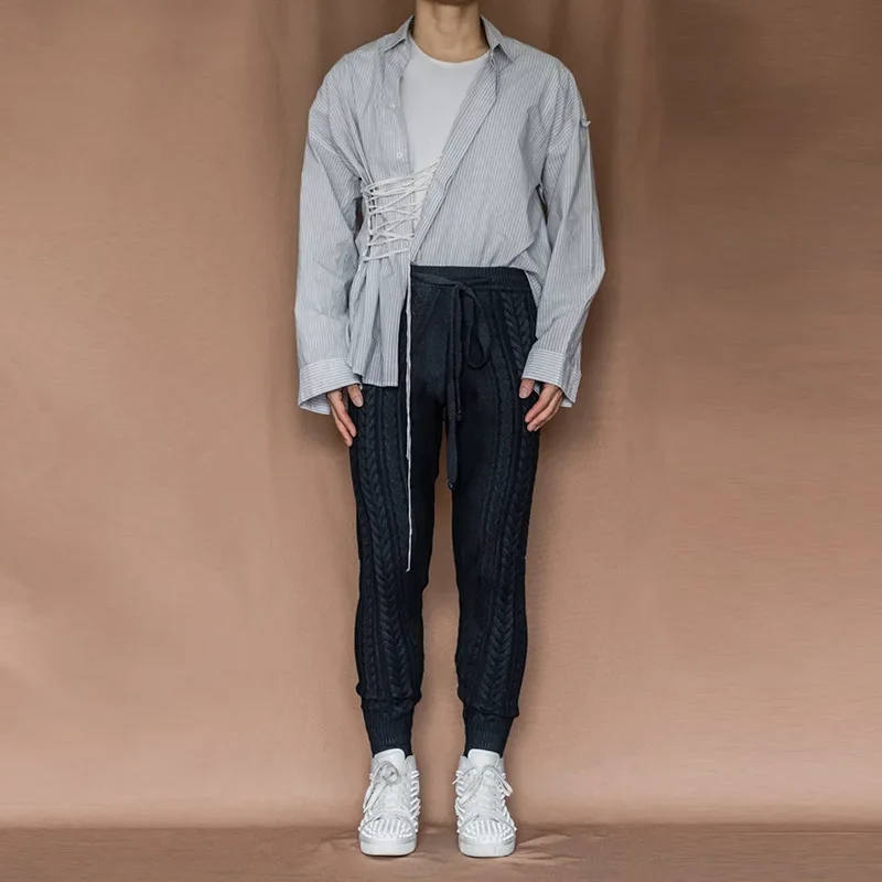 

LIBIELIY весенние европейские и американские мужские длинные брюки, модные новые облегающие однотонные брюки, удобные повседневные трикотажные брюки W