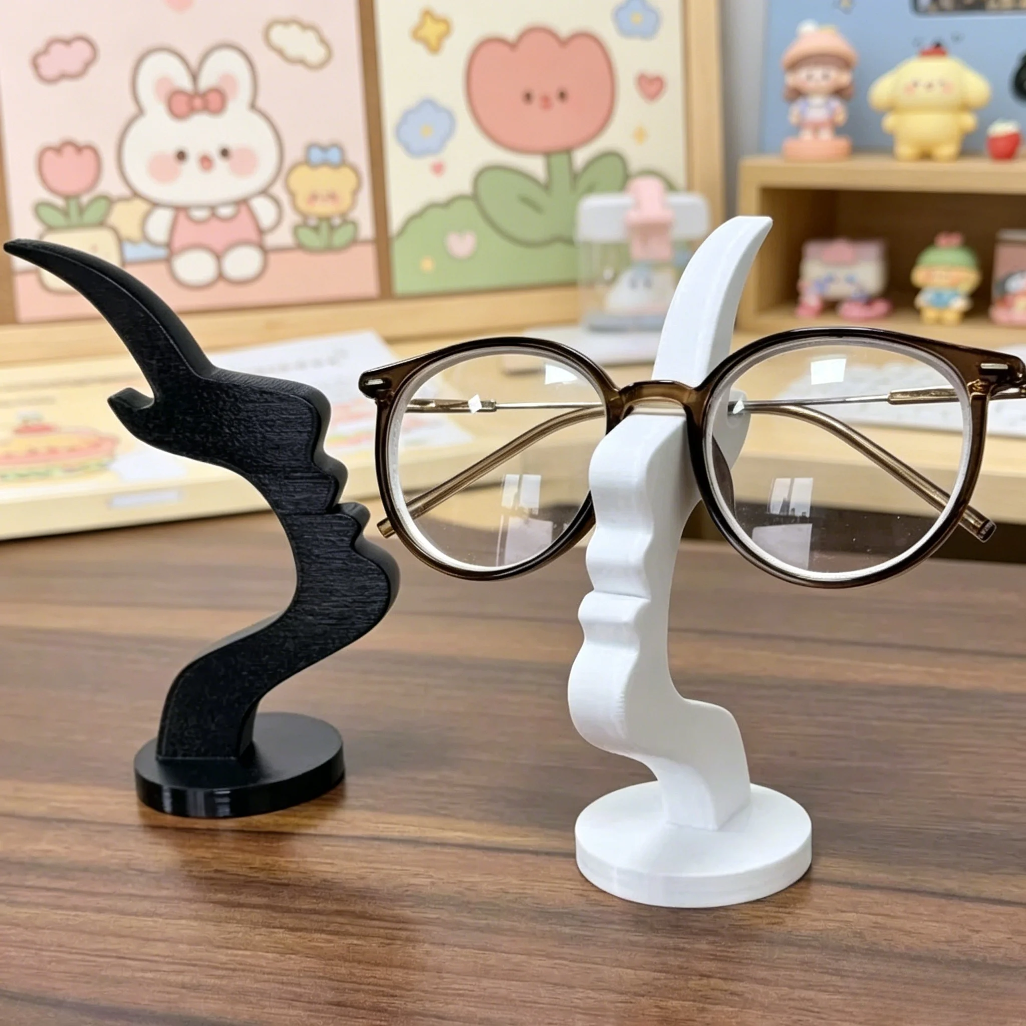 New 3D Printed Minimalist Human Profile Eyeglass Holder Side Face Glasses Stand, Fun Practical Cute Desk Line Art Decor Ornament