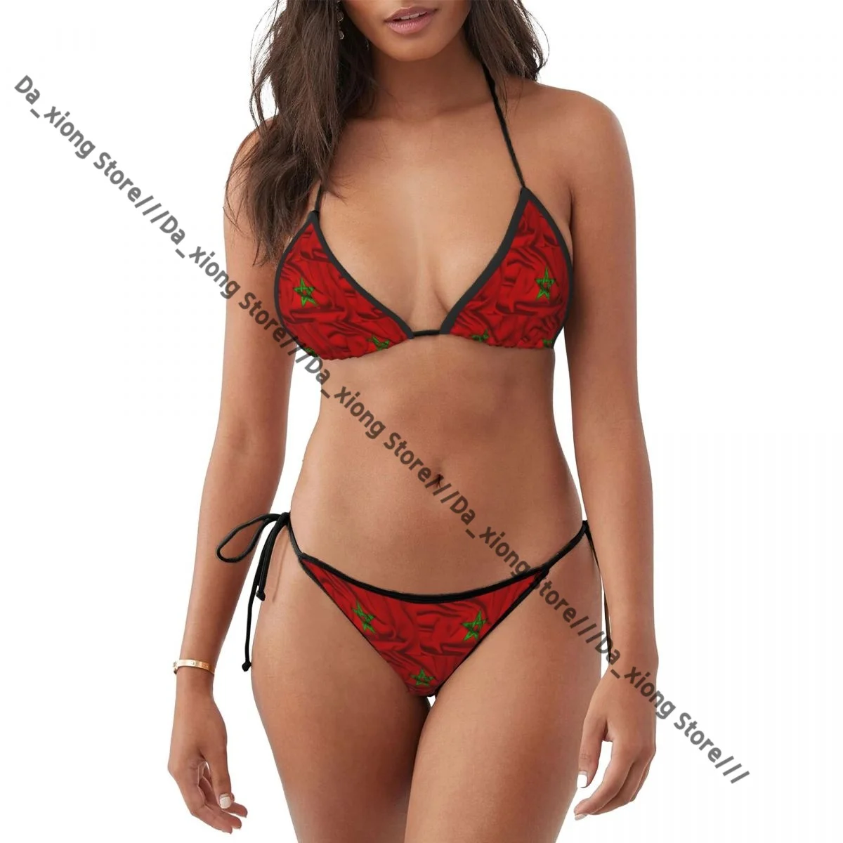 Woman Swimwear Thong Bikini Set Sexy Swimsuits National Flag Of Morocco Bathing Suits Triangle Bandage Female Beachwear