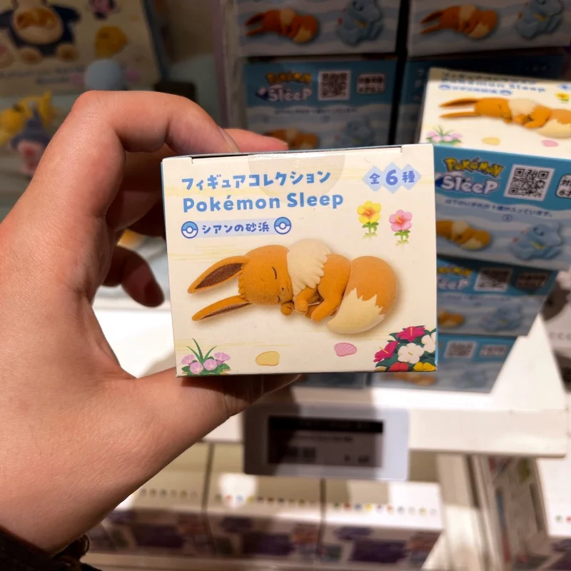 

New Arrival PokéMon Sleep Sky Blue Beach Eevee Cute Mini Cartoon Anime Figurine Blind Box Desktop Decoration Birthday Gift