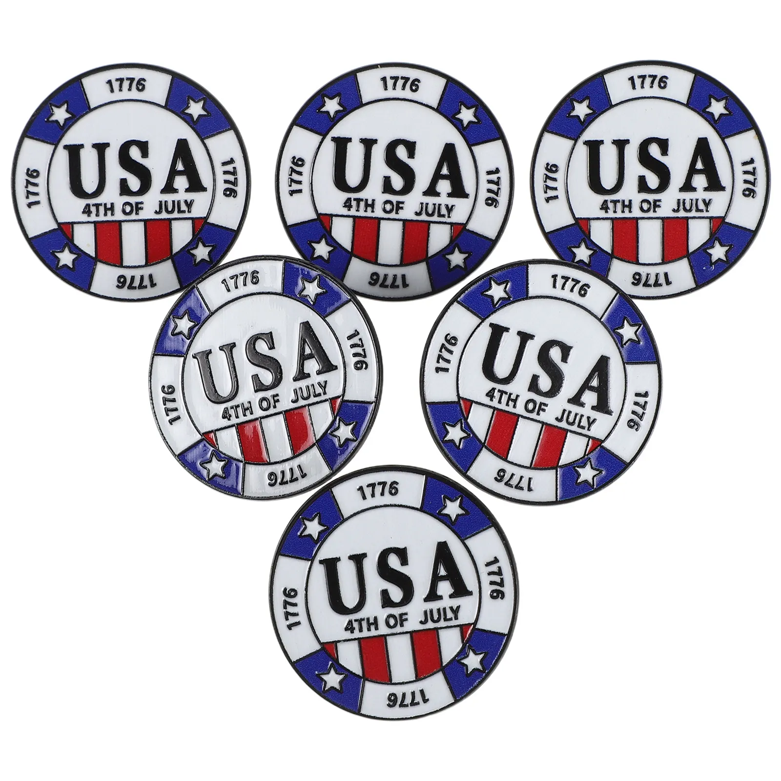 6Pcs American Brooch Independence Day Patriotic Enamel Pins Alloy Statue of Liberty Lapel Pins Usa 1776-2026 Memorial Day