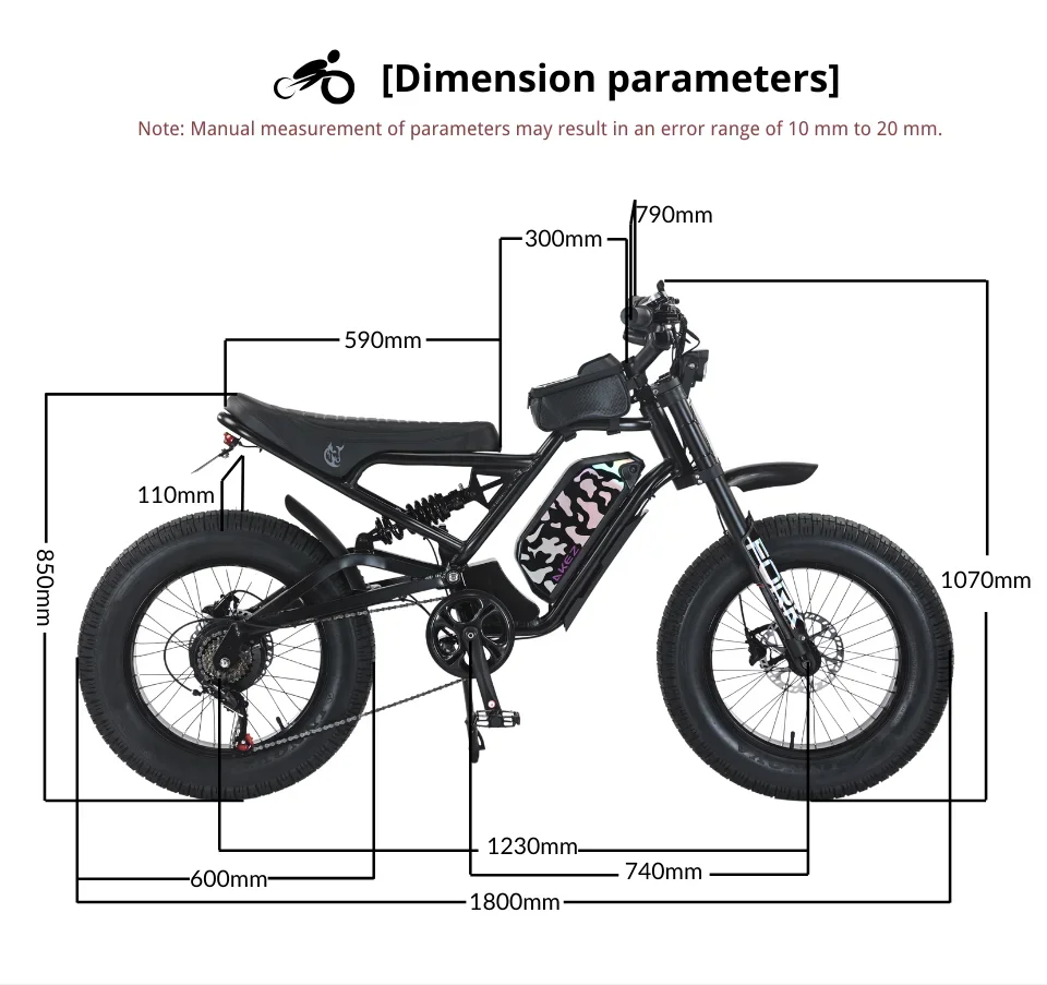 Electric bicycle Akez 1500W electric motor 48V18AH battery E bike 20-inch fat tire full suspension electric sports mountain bike image 8