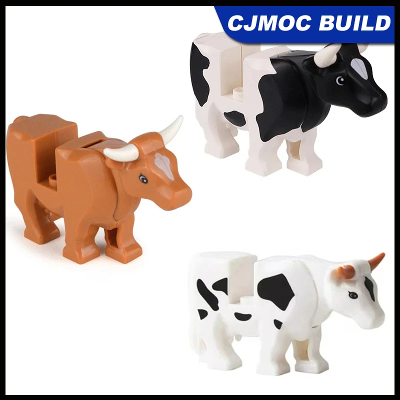 New Cows Animals MOC 64452 Parts Cattle Building Blocks Farm Ranch Scene Assembling Bricks Toys for Collector
