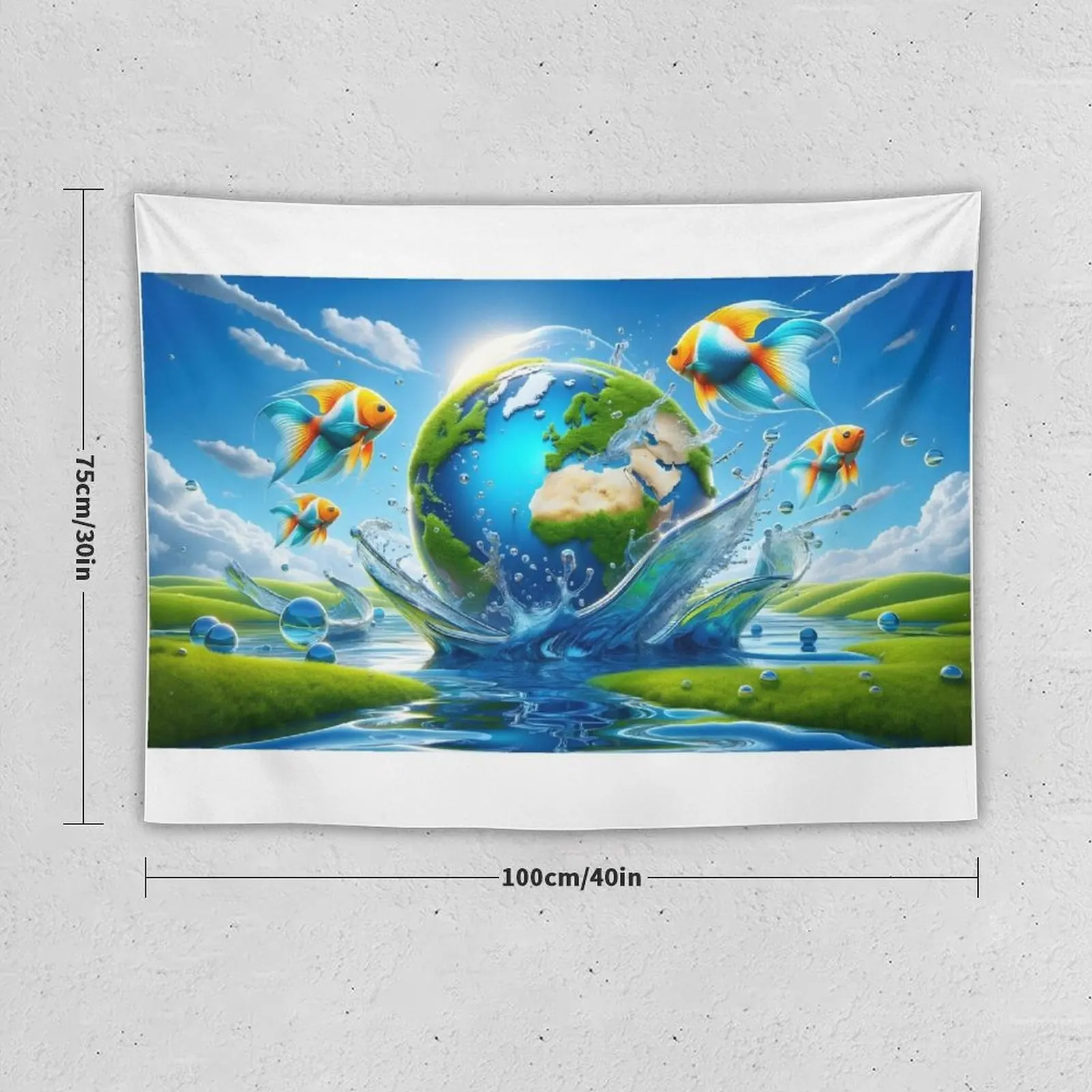 Frutiger Aero Earth Splash Tapestry Decorative Wall Murals Room Decoration Korean Style Tapestry