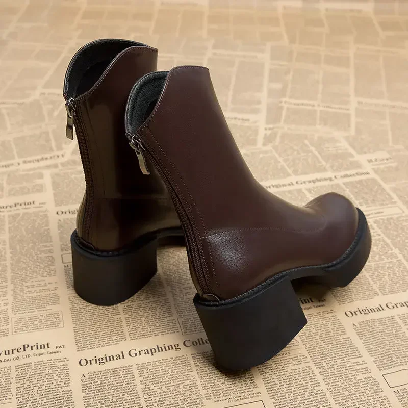 Elegant Heeled Ladies Mid Calf Shoes Spring 2025 High Heels Women\'s Half Boots Black On Offer Winter Novelty Trend Promotion New