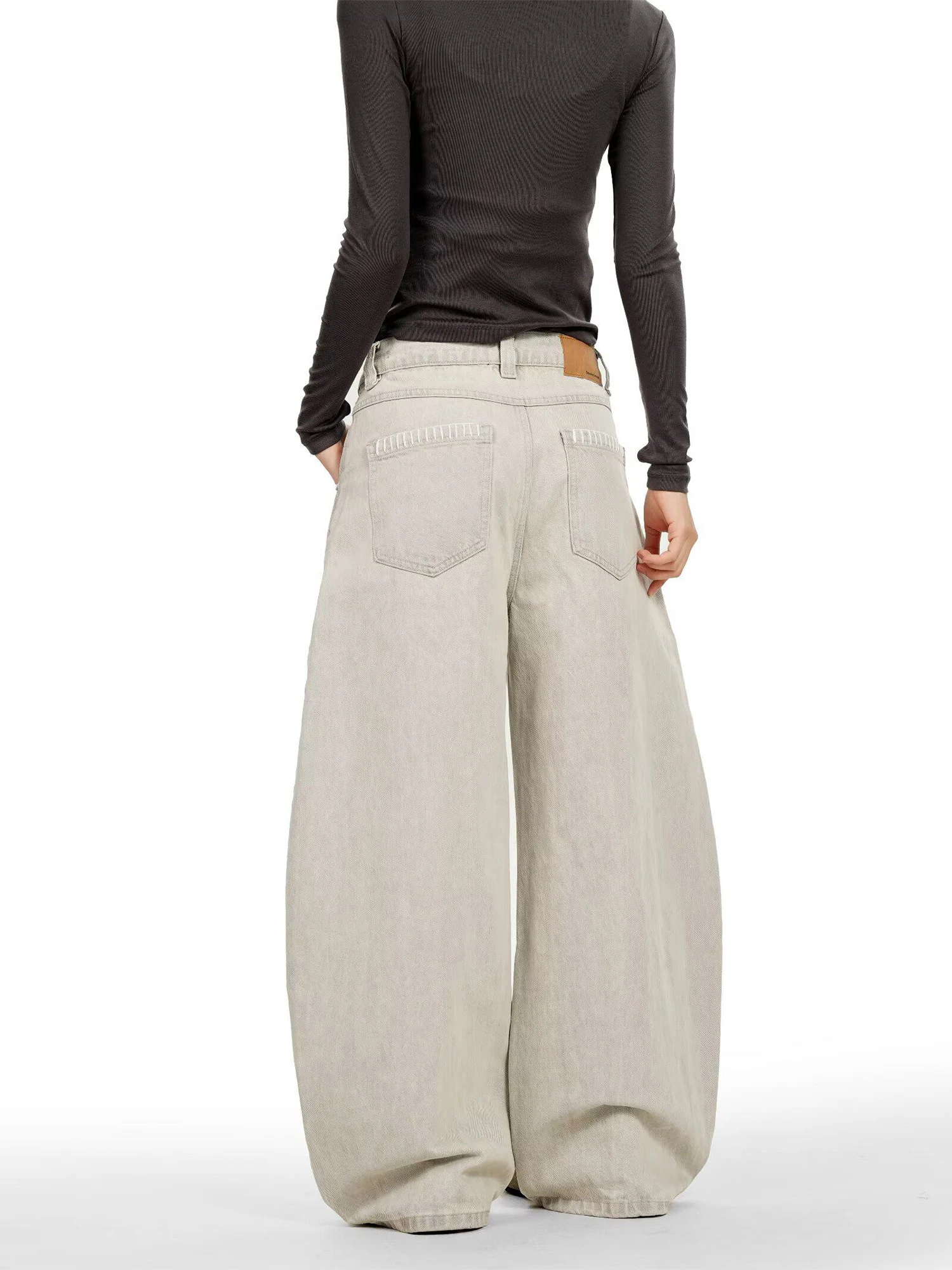 Women Khaki Baggy Jeans Pants Hiphop Grunge Vintage Harajuku Y2K Oversize Wide Leg Jean Pants Japandi Style Denim Trousers 2026