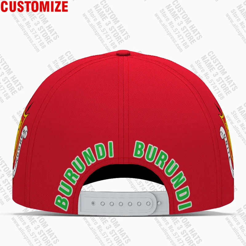 Burundi Male Youth Student Free Custom Name Number Logo Photo Bdi Flag Burundian French Nation Bi Country Diy Text Baseball Cap