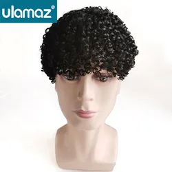Afro Curly Male Wig Full Lace Breathable Toupee Wig Human Hair Curly Wig Men Hair System Unit Male Hair Prosthesis European Hair