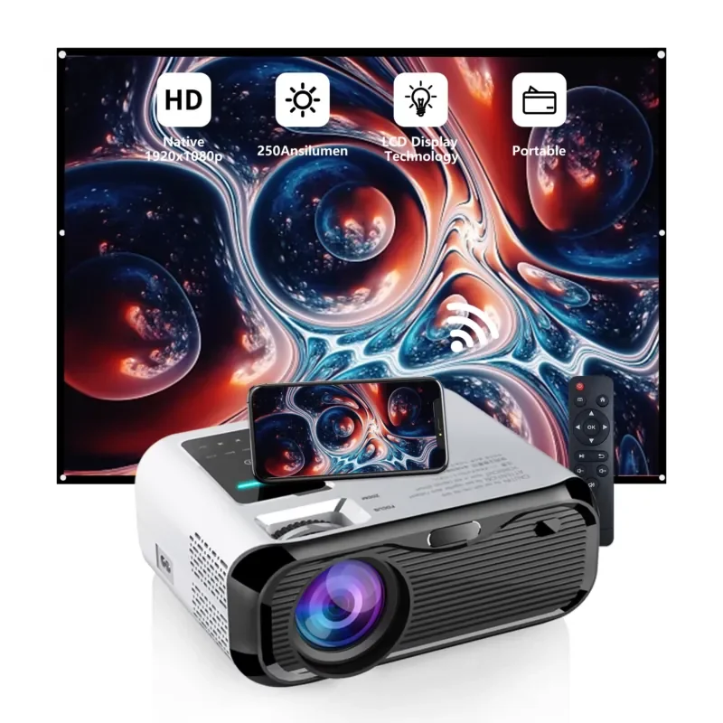 MTK 9269 Smart Home Theater Projector with 1080p and 4K Resolution Multimedia Android 9 2.4G HD 5G WIFI LCD LED Lamp