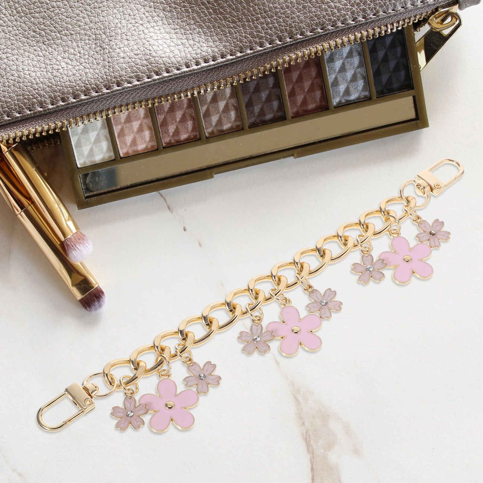Chaîne de sac à fleurs en alliage, extension de sangle de sac à main, crochet pivotant, remplacement de sac à main, breloque décorative, accessoire de portefeuille, chaîne pour sac à main