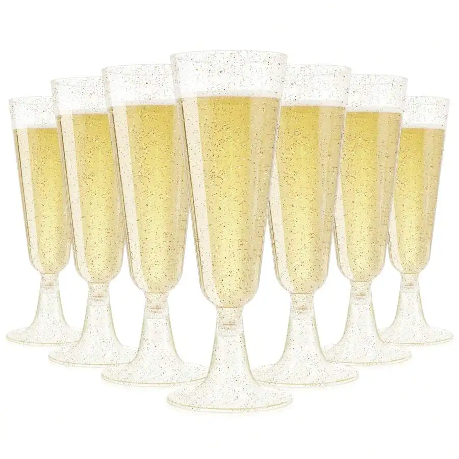 50 Pack Champagne Flutes Plastic Champagne Glasses Disposable Mimosa Glasses 5 Oz Acrylic Stemware Cocktail Cups Bulk For Valent