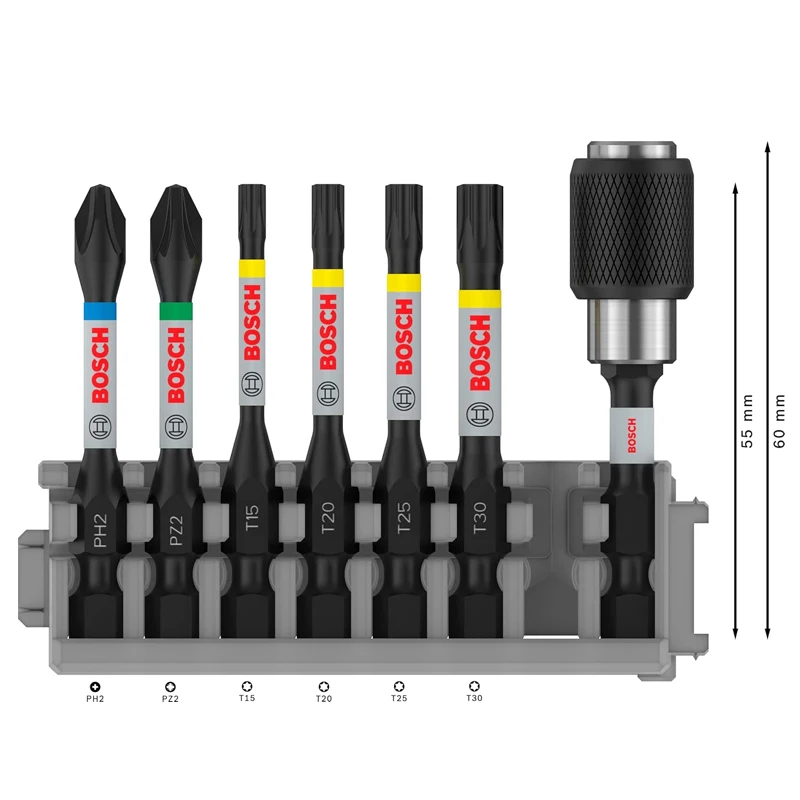 Bosch Professional 7pcs 2608522327 Screwdriver Bit Set Length 55mm Currency Accessory Impact Drill Spare Parts Batch Head