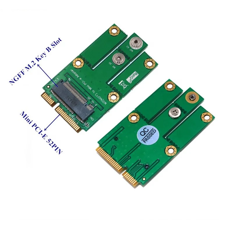 Mini PCI-E 52PIN to M.2 NGFF Key-B Adapter Card Without SIM Slot for WWLAN 3G 4G LTE Modem