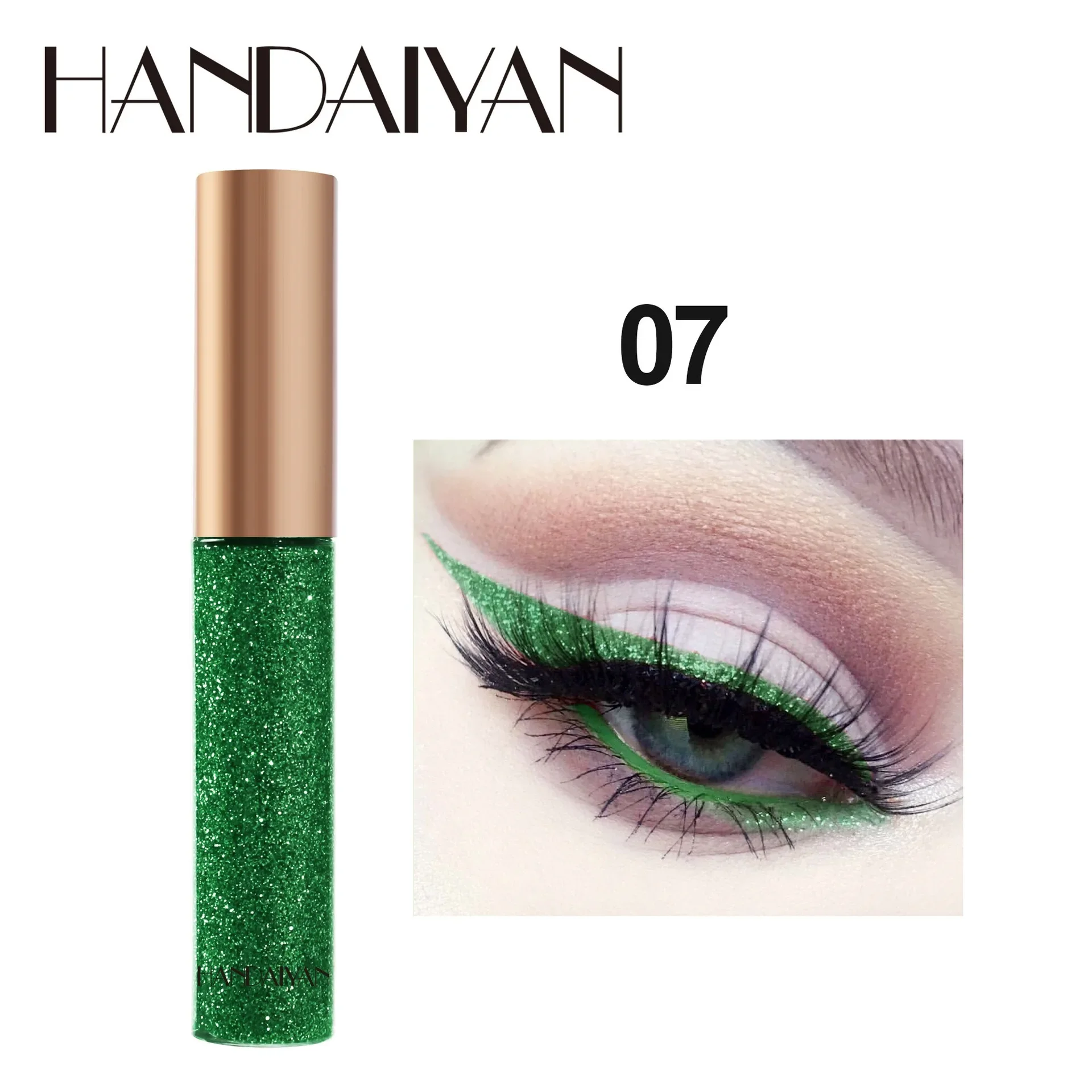 HANDAIYAN Glitzer-Flüssig-Eyeliner-Stift Funkelndes Hochglanz-Pigment Bühnen-Diamant-Lidschatten Langanhaltend Wasserfest Augen-Make-up – Detail 27