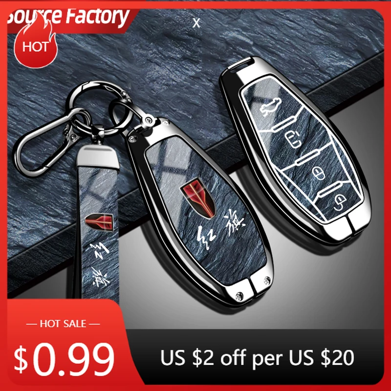 

Car Stickers Zinc Alloy For Hongqi HS5 H5 H9 HS7 H7 L5 HS3 L9 2023 2024 2025 Protection Car Key Case Keyless Cover Key Shel