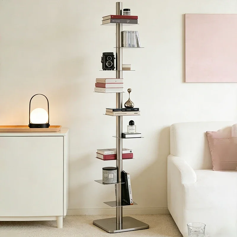 #Designer Rotating Invisible Bookcases Multi-Layer Iron Display Rack Organizer Nordic Living Room Furniture Home Study Bookshelf