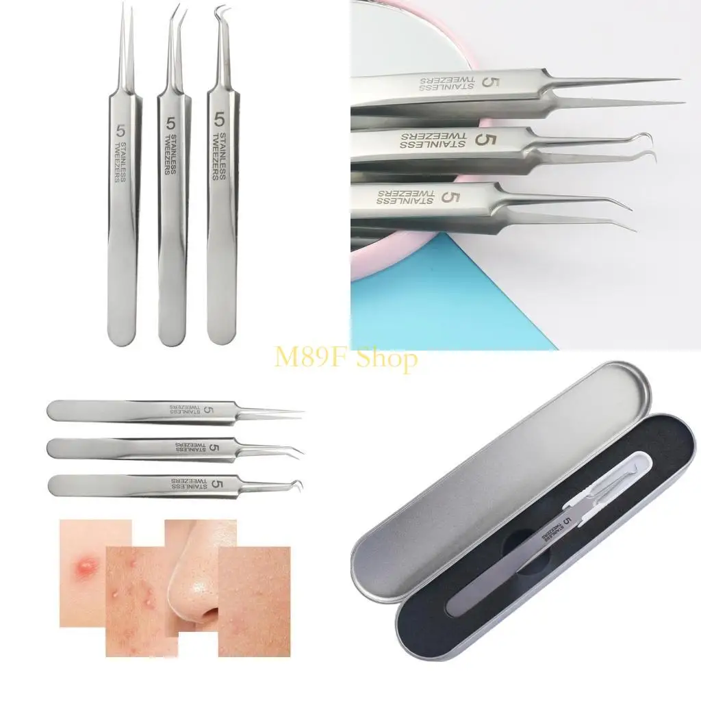 M89f Ultra-Fine Pimples Clip Clip Tweezers Beauty Beauty Needle Blemish Extracteur Tool